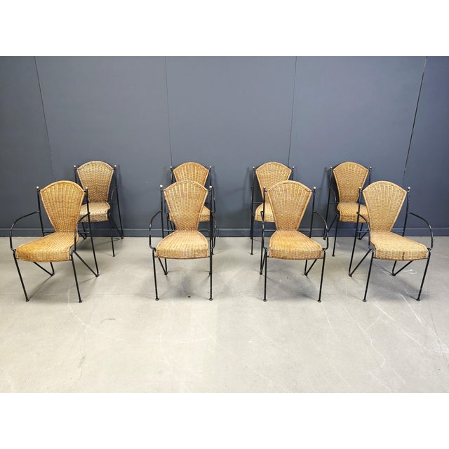 Wicker Chairs by Frederick Weinberg, 1960s, Set of 8 For Sale - Image 11 of 12