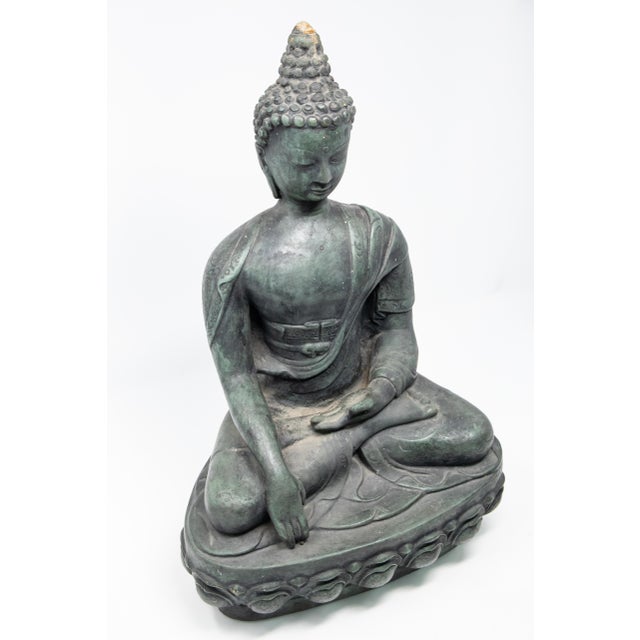 Contemporary Buddha Sandstone Garden Statue For Sale - Image 4 of 12