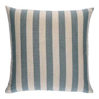 Schumacher Hanson I/O Stripe 22" Pillow In Teal For Sale