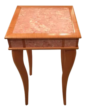 Vintage Pink Agate Marble Stone Bird's-Eye Maple End Table