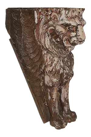 Boston, Empire Hotel - C. 1895 Relief Carved Wood Ornament in the Form of a Winged Lion