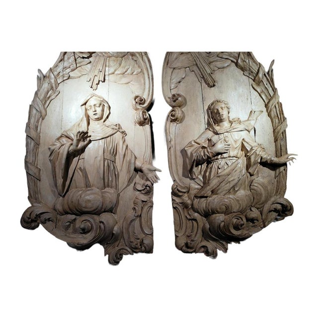 pair of monumental carved panels from the 18th century important spanish baroque 18th century wooden panels attributed to:...