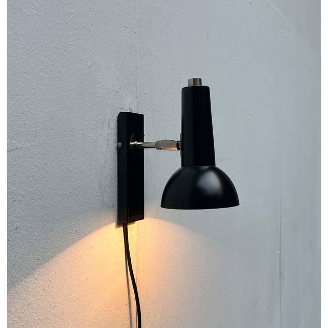 Mid-Century Modern German Black Minimalist Wall Lamp from Hustadt, 1960s For Sale - Image 9 of 18