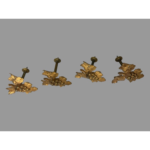 Set of 4 Matching Antique Victorian Gilt Metal Grape & Leaf Curtain Tiebacks For Sale - Image 4 of 5
