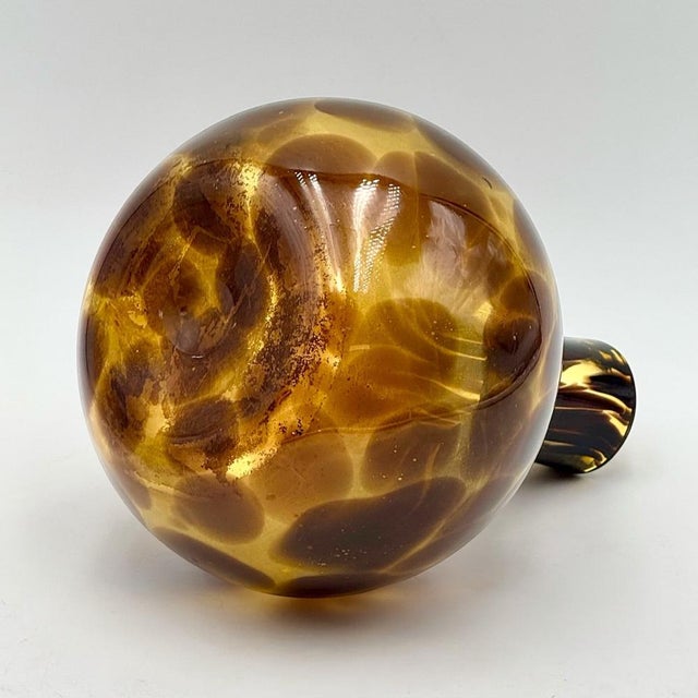 1960s Vintage Empoli Amber and Brown Blown Glass Vase, 1960s For Sale - Image 5 of 11