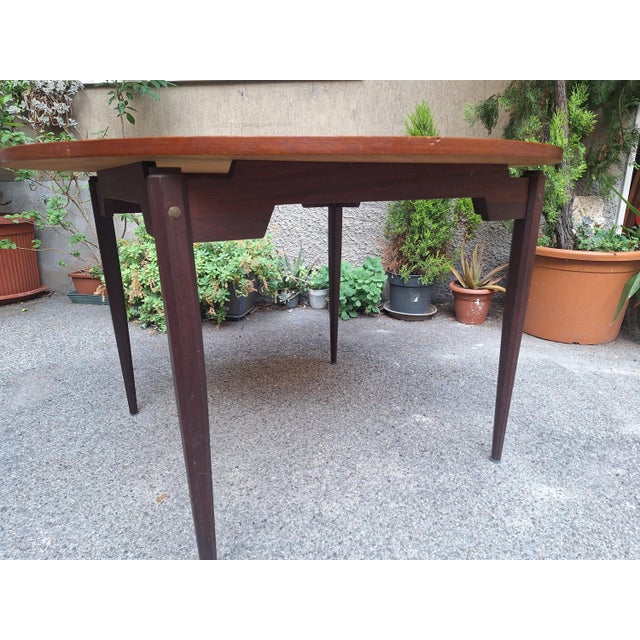 Wooden Dining Table with Round Top, 1950s For Sale - Image 9 of 11