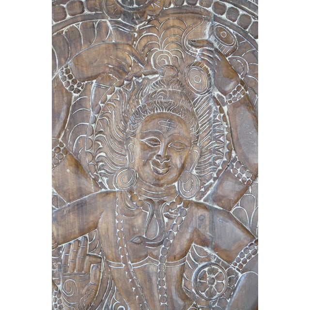 Brown Dancing Shiva Dark Woods Artistic Indian Wall Art Custom Door, 72x35 For Sale - Image 8 of 10