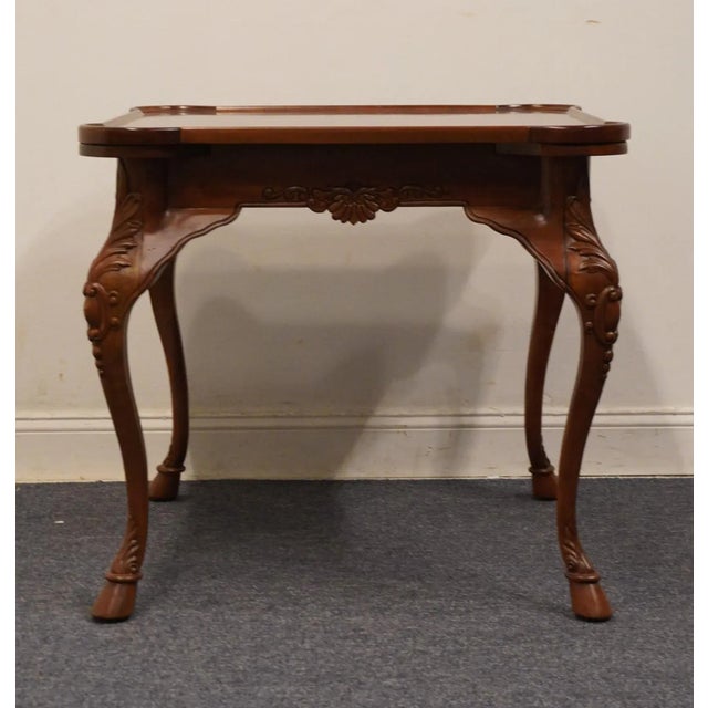 Chippendale Maitland Smith Solid Mahogany Traditional Chippendale Style 32" Square Game Table W. Drink Coasters 1692/06038 For Sale - Image 3 of 12
