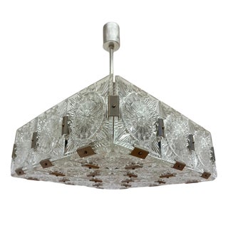 Glass and Chrome Pendant from Kamenicky Senov, Czechoslovakia, 1970s For Sale