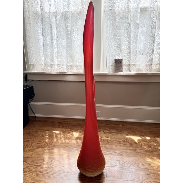 Glass Monumental Le Smith Bittersweet Ribbed Hobnail Viking Swung Vase 46" For Sale - Image 7 of 8