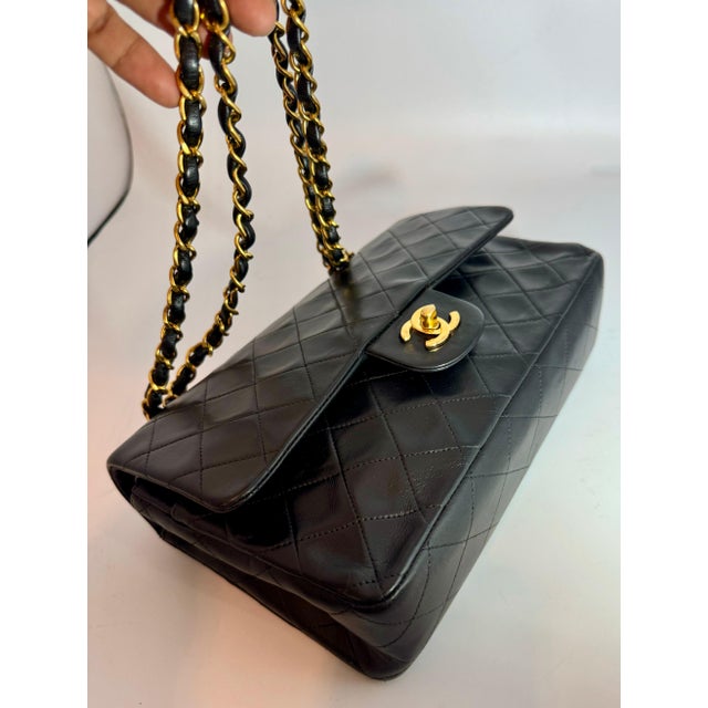 Chanel Timeless/Classic double Flap 10" shoulder bag in Black , CC Logo, Vintage For Sale - Image 10 of 18