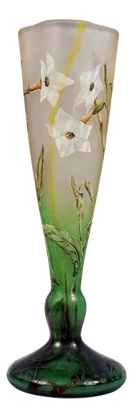 Art Nouveau Cameo Vase with Nicotiana Decor from Daum Nancy, France, 1900s