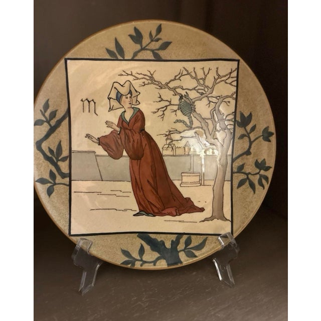 Minton Majolica Earthenware Zodiac Plate Set of 8 Late 1800’s Henry Stacey Marks For Sale - Image 12 of 12