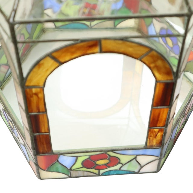 Stained Glass Gazebo Candle Holder in Colored Glass, 1990s For Sale - Image 11 of 18