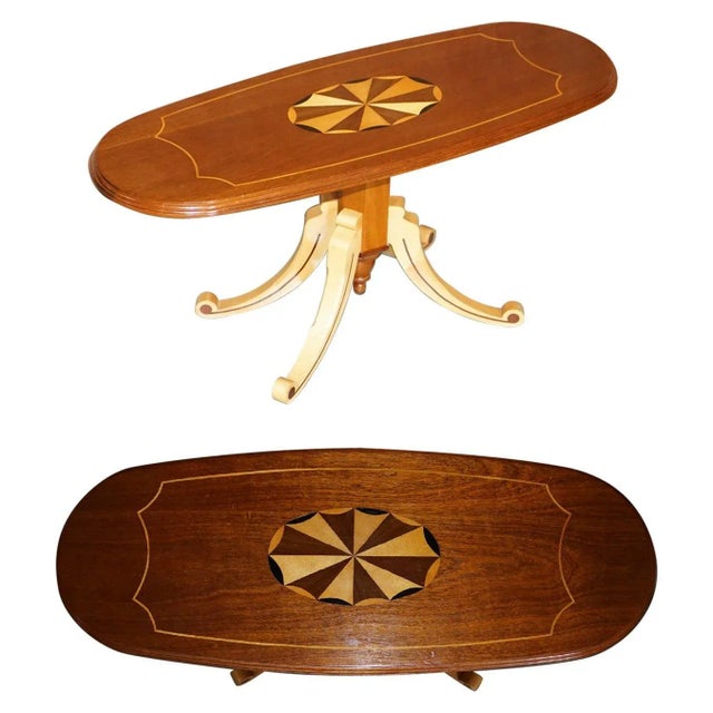 Sheraton Revival Maple & Mahogany Oval Coffee Table For Sale - Image 18 of 18