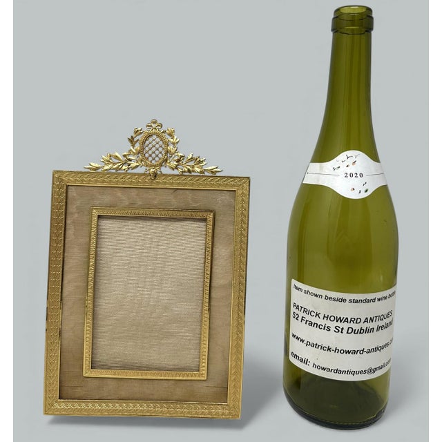 Textile Antique French Bronze Dore Ormolu Portrait Photo Photograph Picture Frame Silk For Sale - Image 7 of 7