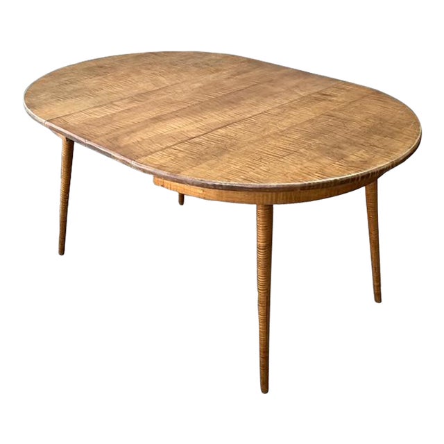 Vintage Tiger Maple Extendable Dining Table For Sale