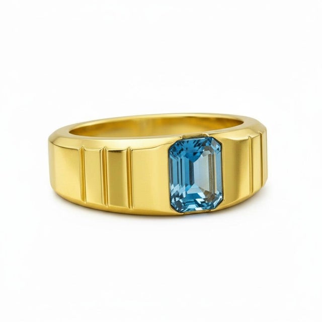 Topaz Solitaire Ring for Men Silver, Gold, Size 9.5 For Sale - Image 6 of 6