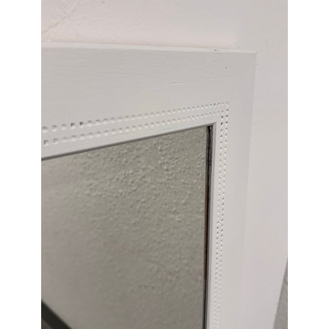 Contemporary White Dotted-Trim Rectangular Wall Mirror For Sale - Image 10 of 12