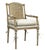 French Country Matthew Izzo Home Cotswald Pine Wood Armchair With Weaved Lattice Back and Ample Beige Tie Cushion For Sale - Image 3 of 4