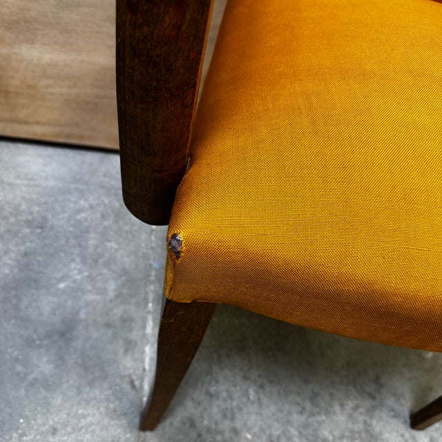 Wood Vintage Bridge Chairs in Mustard Fabric, 1940s, Set of 2 For Sale - Image 7 of 17