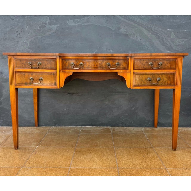 English Georgian Revival Walnut Writing Desk with Drop Leaves, Mid-20th Century For Sale - Image 6 of 12