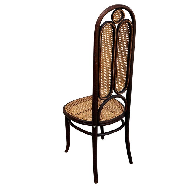 Wood Mid 19th Century Vienna Secession Bent Oak & Cane High Back Side Chair No. 16 Attributed to Thonet For Sale - Image 7 of 8