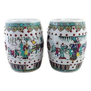 Pair of Antique Chinese Ceramic Garden Stools For Sale