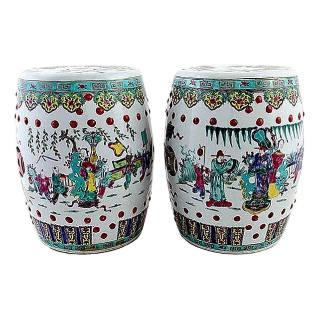 Pair of Antique Chinese Ceramic Garden Stools For Sale