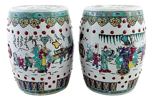 Pair of Antique Chinese Ceramic Garden Stools