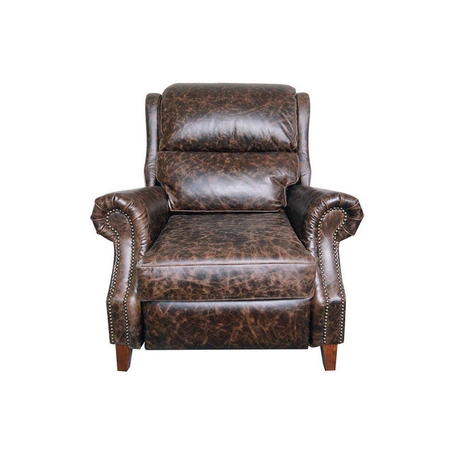2020s English Rolled Arm Recliner - Dark Brown Leather For Sale - Image 5 of 7