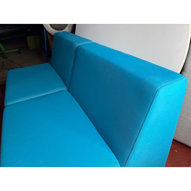 Mid-Century Modern Steelcase Turnstone Campfire Big Lounge Loveseat Sofa in Turquoise For Sale - Image 3 of 9