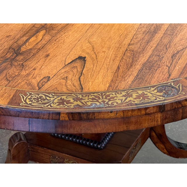 Wood 19th Century Regency Rosewood Center Table With Brass Inlay For Sale - Image 7 of 14