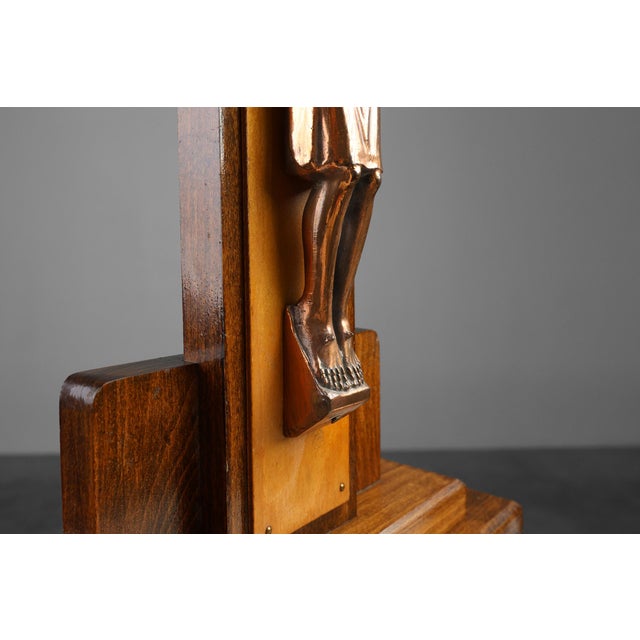 Belgian Crucifix in Oak and Copper, 1920 For Sale - Image 11 of 13