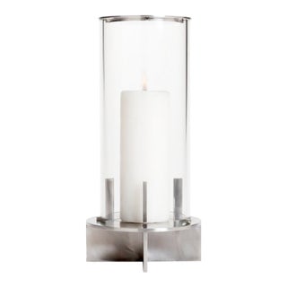 "Hesperus" Outdoor Candle Holder by When Objects Work — Table Version, Brushed Stainsteel & Glass For Sale