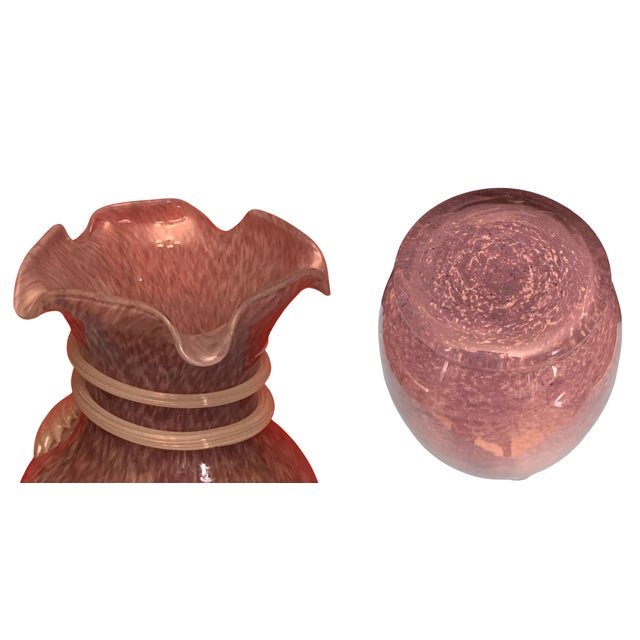 Art Glass Purple Vase White Glass Swirl For Sale - Image 11 of 12