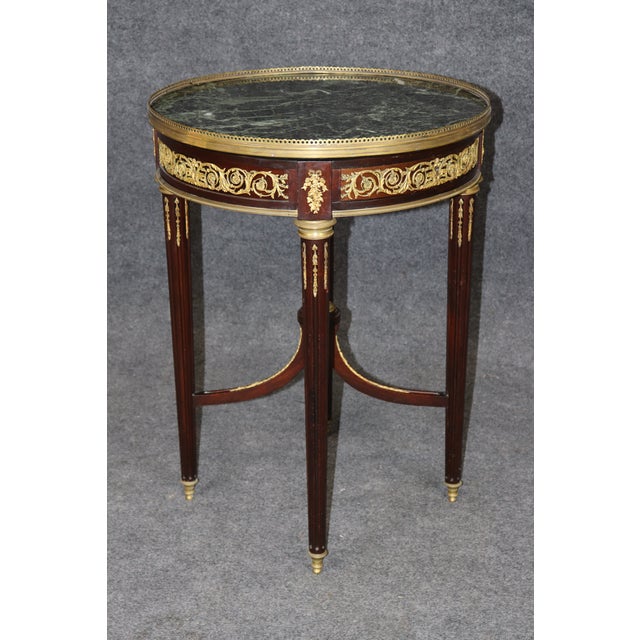 Late 19th Century 19th C French Louis XVI Style Ormolu Mounted Marble Top End Table For Sale - Image 5 of 15