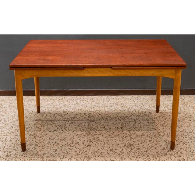 Brown Extendable Dining Table by Børge Mogensen for Søborg Møbelfabrik, Denmark, 1950s For Sale - Image 8 of 8