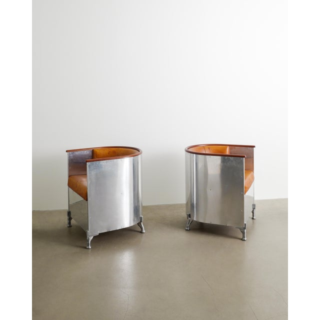 Wood Swedish Aluminium and Brown Leather Armchairs by Mats Theselius for Källemo, Set of 2 For Sale - Image 7 of 8