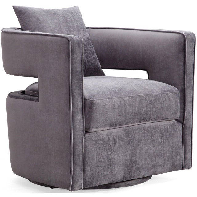 Kennedy Grey Velvet Swivel Chair For Sale - Image 10 of 10