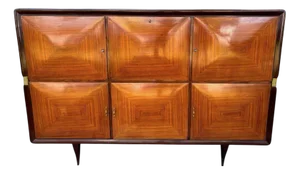 Mid-Century Sideboard in Wood and Brass, Italy, 1950s