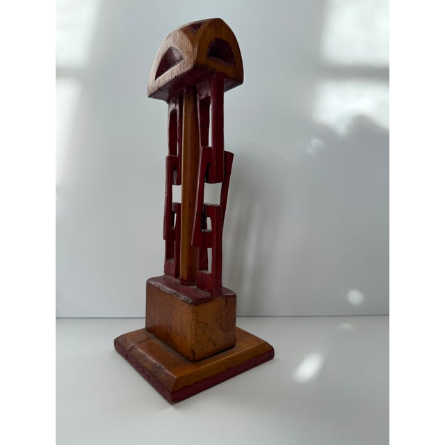 Late 19th Century American Folk Art Red Painted Wood Chain Link Whimsy For Sale - Image 5 of 15