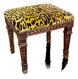 19th Century French Louis XVI Stool With Scalamandre Upholstery