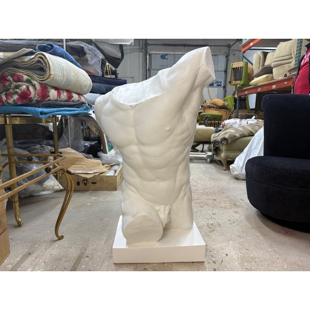 Sculpture Materials 1940s Italian Plaster Male Torso Sculpture of a Classical Athlete For Sale - Image 7 of 14