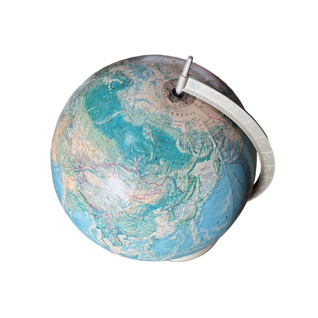 Sky Blue VTG Rand McNally 17" Topographical Globe With Metal Base - Soviet Union For Sale - Image 8 of 14