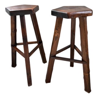 Tall Elm Stools from Aranjou, 1960s, Set of 2 For Sale