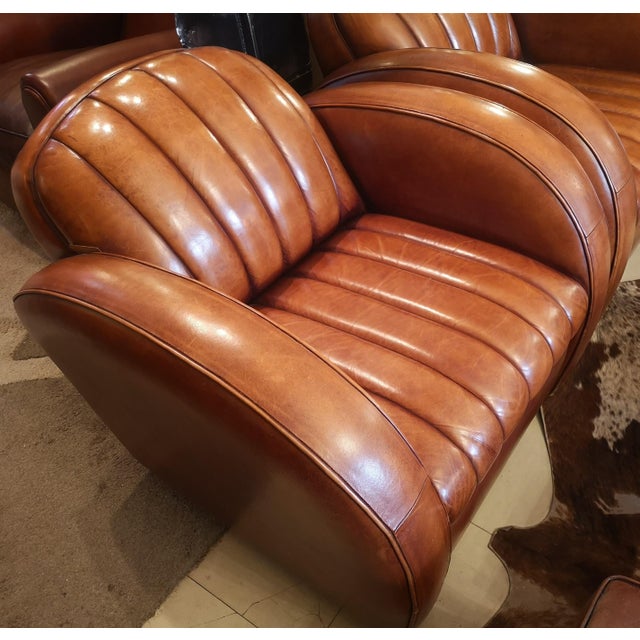 Brown Leather Club Armchairs, 2010s, Set of 2 For Sale - Image 9 of 12