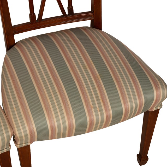 1950s Flame Mahogany Regency Style Dining Chairs – Sculpted Arms & Inlaid X-Backs - Set of 8 For Sale - Image 16 of 18