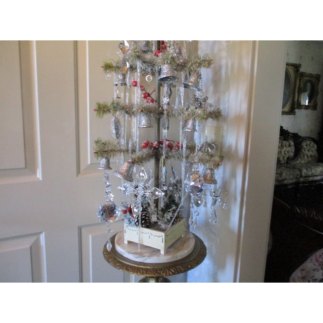 American Old Replica of Antique First Artificial Christmas Tree With Ornaments Rare Find 36" For Sale - Image 3 of 16