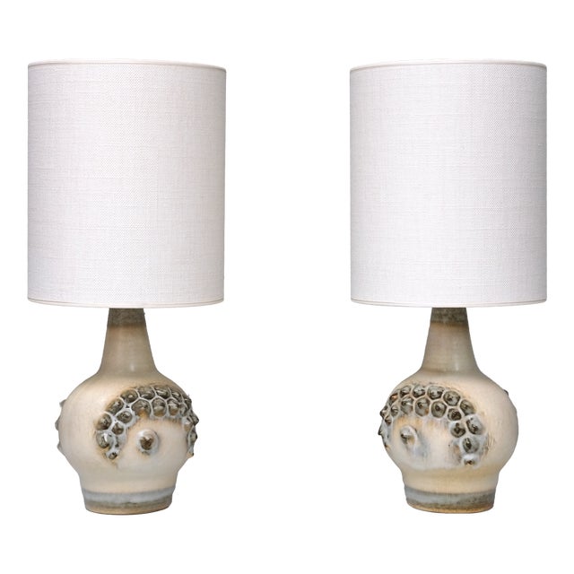 Drip Glazed Ceramic Table Lamps by Einar Johansen for Søholm, Denmark, 1960s, Set of 2 For Sale